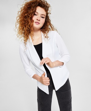 Women's Ruched 3/4-Sleeve Knit Blazer, Created for Macy's 