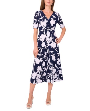 Women's Floral-Print Twist-Front Midi Dress