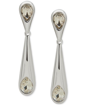 Silver-Tone Crystal Post Linear Earrings