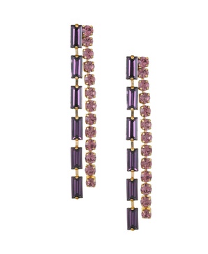 18K Gold Plated Baquette Linear Earrings