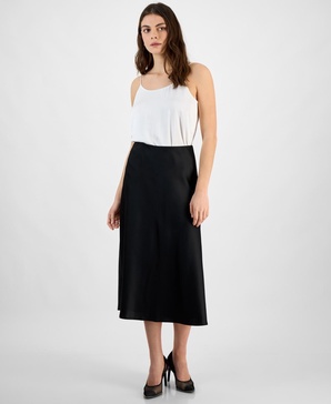 Women's Satin Pull-On Midi Skirt, Exclusively at Macy's