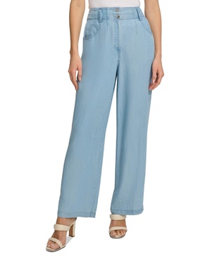 Women's Chambray Wide-Leg Pants