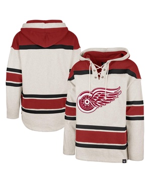 Men's Oatmeal Detroit Red Wings Rockaway Lace-Up Pullover Hoodie