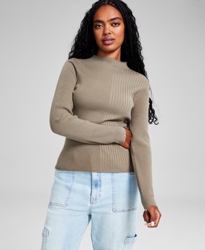 Women's Ribbed Mockneck Sweater, Created for Macy's
