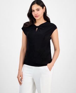 Women's Scrunch-Front Cap-Sleeve Top, Regular & Petite Sizes