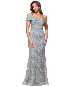 Women's One-Shoulder Soutache Lace Gown