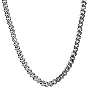 Men's Cubic Zirconia-Accented Curb Link 24" Chain Necklace in Stainless Steel