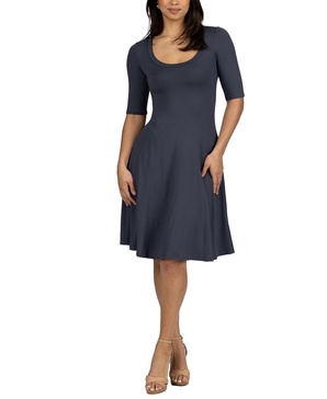 a Line Knee Length Elbow Length Sleeves Dress