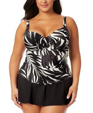 Plus Size Drape-Front Underwire Tankini Top & Bottoms