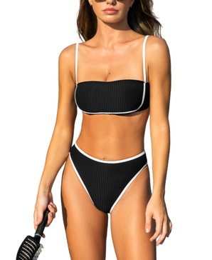 Women's Square Neck Back Hook Cheeky Bottom Bikini Sets