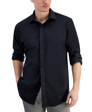 Men's Covered Placket Tuxedo Shirt, Regular & Slim Fit
