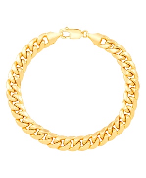 Men's Cuban Chain Link Bracelet (10mm) in 14k Gold