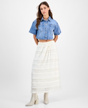 Petite Lace Smocked Maxi Skirt, Exclusively at Macy's