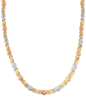 Hearts & Kisses 17" Statement Necklace in 18k Tricolor Gold-Plated Sterling Silver, Created for Macy's (Also in Gold Over Silver and Sterling Silver)