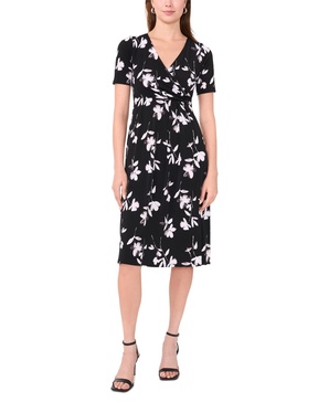 Petite Floral Print Surplice Midi Dress