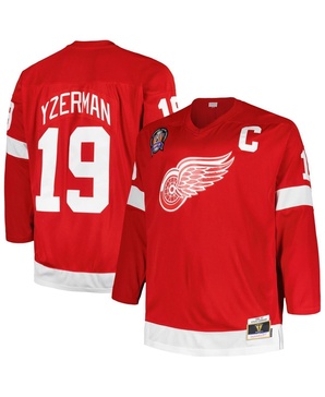 Men's Steve Yzerman Red Detroit Red Wings Big and Tall Captain Patch Blue Line Player Jersey