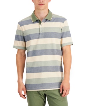 Men's Regular-Fit Striped Supima Blend Polo Shirt, Created for Macy's 