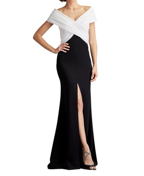 Benz Pleated Portrait Collar Gown