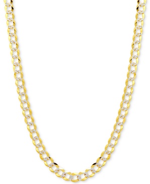20" Two-Tone Open Curb Link Chain Necklace (3-5/8mm) in Solid 14k Gold & White Gold