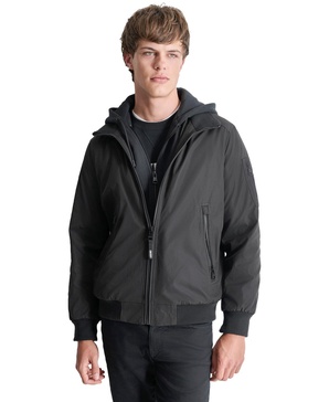 Men's Removable Hood Water-Resistant Bomber Jacket