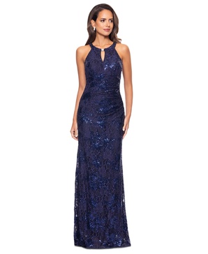 Women's Sequin Floral Halterneck Gown