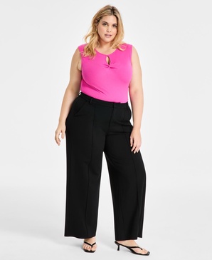 Trendy Plus Size High-Rise Wide-Leg Ponté-Knit Pants, Created for Macy's