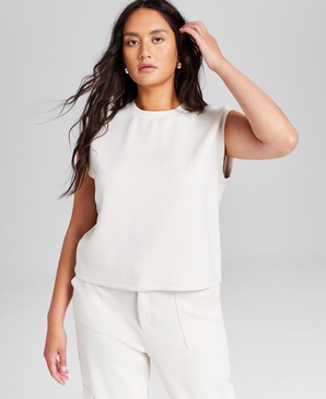 Women's Scuba Crewneck Sleeveless Top, Created for Macy's