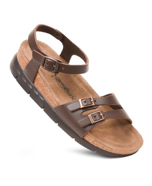 - Whitney Open Toe Genuine Leather Platform Sandals with Adjustable Ankle Strap