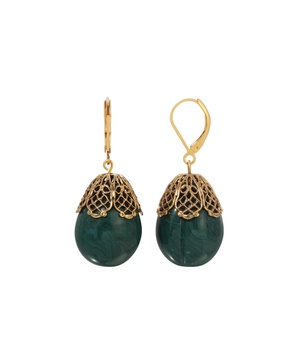 Acrylic Oval Filigree Drop Earrings