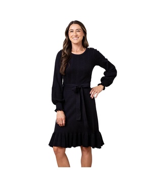 Women's Organic Long Sleeve Flounce Edge Cable Sweater Dress