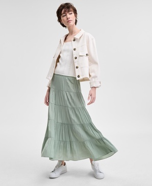 Women's Pull-On Tiered Maxi Skirt