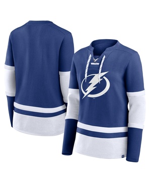 Women's Blue Tampa Bay Lightning Prime Time Lace-Up Long Sleeve T-Shirt