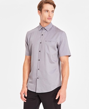 Men's Short-Sleeve Modern Stretch Dobby Shirt, Created for Macy's 