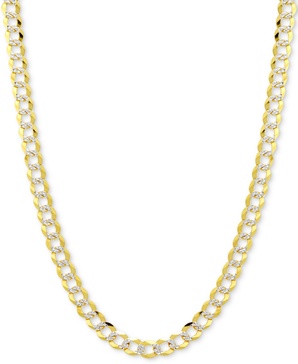 20" Two-Tone Open Curb Chain Necklace (5-3/4mm) in Solid 14k Gold & White Gold