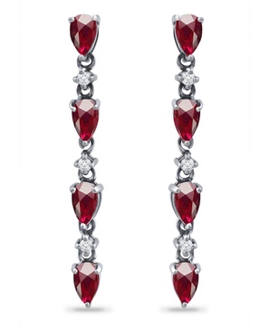 Created Ruby and Cubic Zirconia Linear Drop Earrings