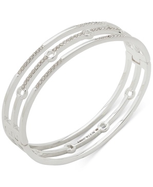 Silver-Tone Pavé Triple-Row Bangle Bracelet