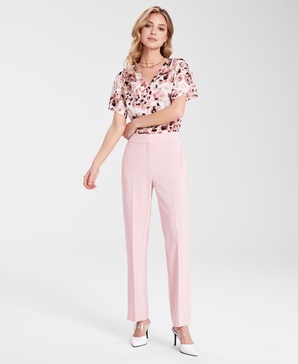 Women's Flat-Front Straight-Leg Suit Pants, Exclusively at Macy's