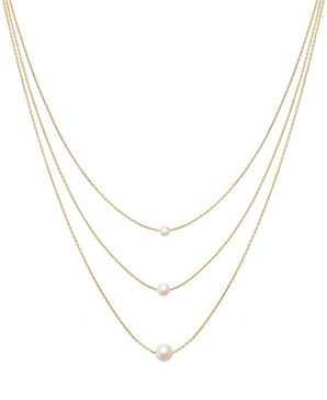White Simulated Imitation Pearl Triple Layer Necklace