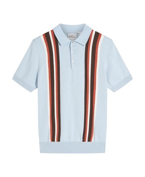 Men's Vertical Stripe Short Sleeve Polo Shirt