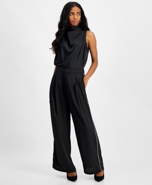 Petite Wide-Leg Rhinestone-Trim Pants, Created for Macy's
