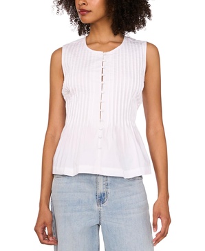 Women's Sleeveless Cotton Pintucked Blouse