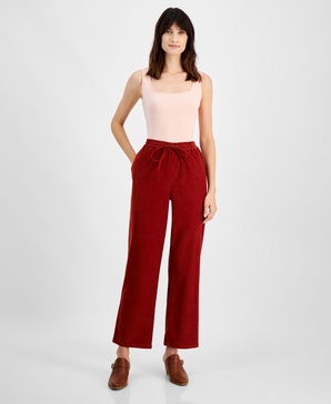 Women's Cotton Corduroy Drawstring Pants, Created for Macy's
