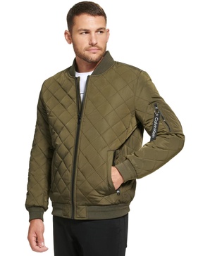 Men's Quilted Baseball Jacket with Rib-Knit Trim