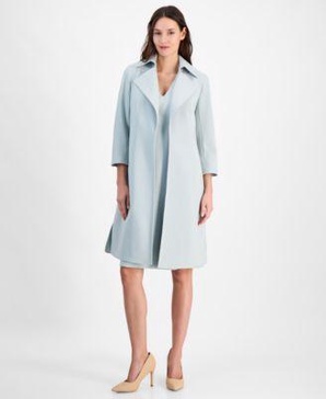 Women's Sleeveless V-Neck Slit-Hem Dress & Stretch Wide-Collar Open-Front Long Jacket