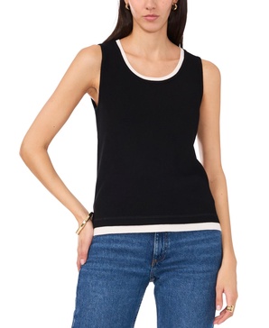 Women's Contrast-Trim Sleeveless Sweater