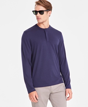 Men's Alfatech Solid Henley, Created for Macy's 