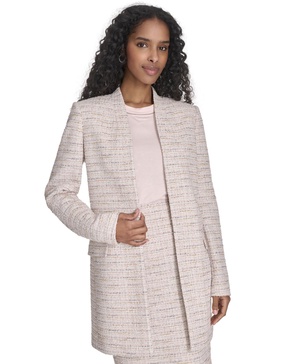 Women's Tweed Open-Front Long-Sleeve Blazer