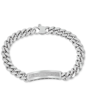 Men's Diamond (1/2 ct. t.w.) ID Bracelet in Sterling Silver (Also in 14k  Gold Over Silver)