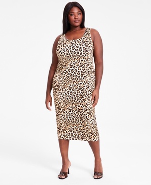 Trendy Plus Size Cheetah-Print Jersey Midi Dress, Exclusively at Macy's