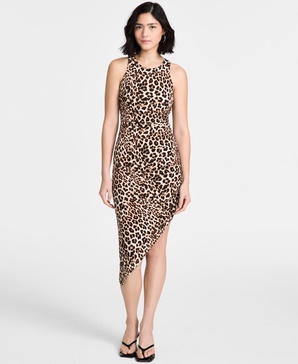 Women's Cheetah-Print Asymmetrical Midi Dress, Exclusively at Macy's